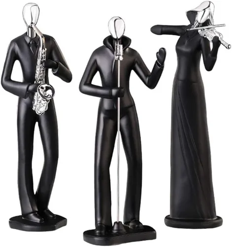 Vista 3 de Healifty 1 figura de resina de saxofón de personaje musical para decoración de escritorio en casa, oficina, adorno ligero y único para decoración