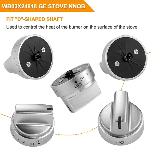 Vista 3 de AMI PARTS Compatible con pomos de estufa GE WB03X24818. Compatible con pomos de estufa de gas GE (no universal). Reemplaza 4363588 AP5989029