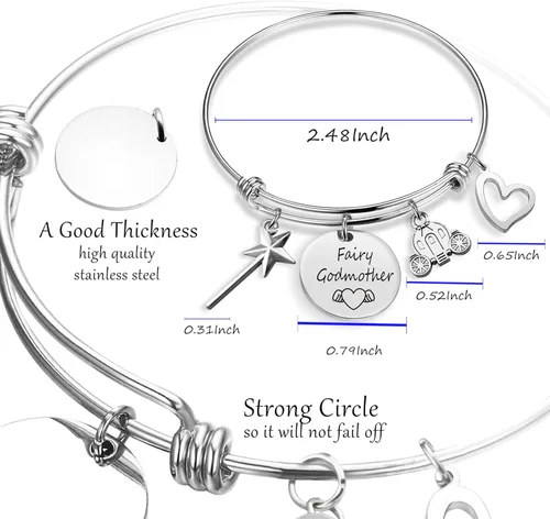Vista 2 de Pulsera de hada madrina, regalo de agradecimiento para madrina, joyería de propuesta de madrina, regalo de bautismo, regalo de primera comunión