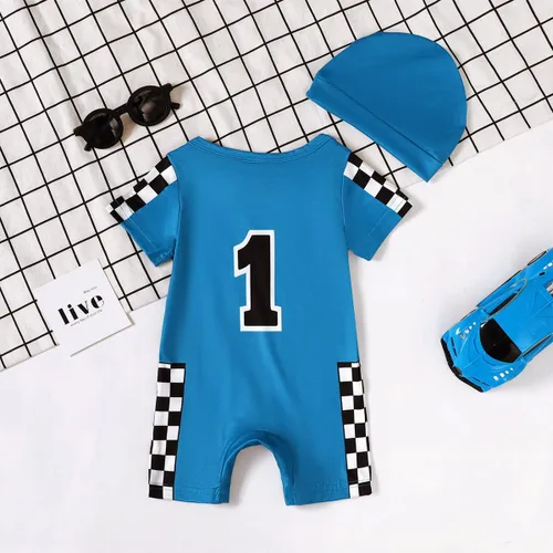Vista 3 de Traje de primer cumpleaños para bebé niño, ropa de cumpleaños de un año, mameluco de conductor de coche de carrera para primer cumpleaños