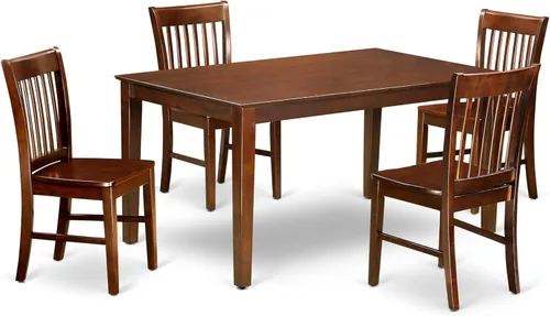 Vista 15 de East West Furniture CANO6-LWH-W - Juego de mesa de comedor moderno de 6 piezas que contiene una mesa rectangular de madera y 4 sillas de comedor