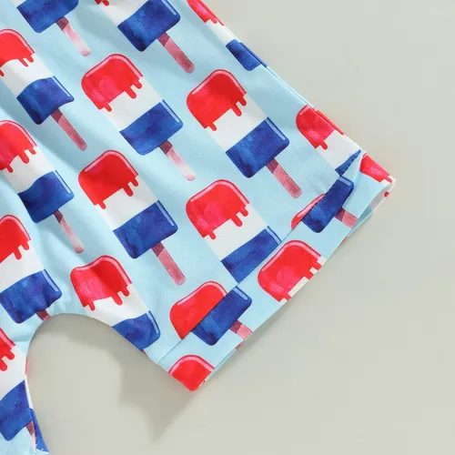 Vista 6 de LouVasabuce Conjunto de ropa de verano para el 4 de julio, camiseta de manga corta, casual, pantalones cortos de EE. UU