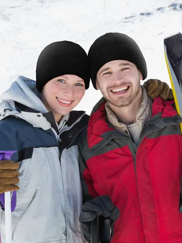 Vista 2 de 4 gorras de calavera para hombre, gorro de forro polar suave, grueso, resistente al viento, para exteriores, para mujer