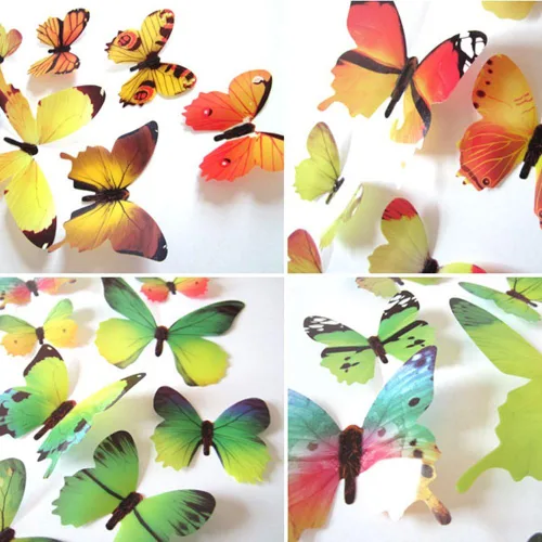 Vista 3 de Bokeley - 12 calcomanías de pared de mariposas coloridas 3D, manualidades, decoración para guardería, aula, oficinas, niños, niñas, niños, bebés