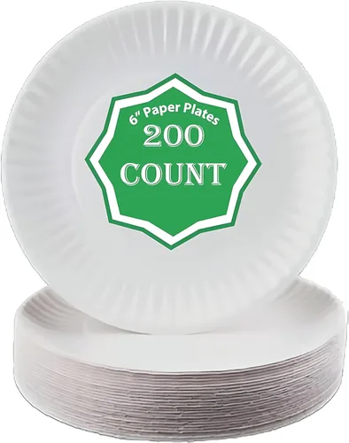 Vista 3 de Spa Stix Plato de papel desechable de 6 pulgadas, paquete de 100 unidades (placa de papel SS 6-100), color blanco