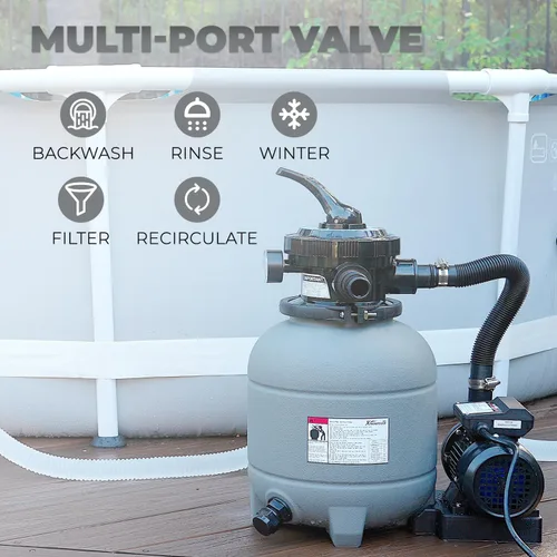 Vista 3 de XtremepowerUS Filtro de arena de 12 pulgadas para piscinas sobre el suelo Max 2,400 GPH Bomba de piscina de válvula multipuerto de 7 vías hasta