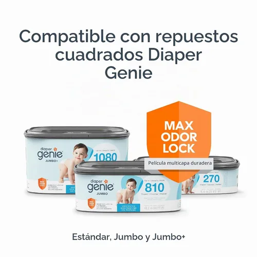 Vista 4 de Diaper Genie Juego de regalo clásico de cubo de pañales Control de olores