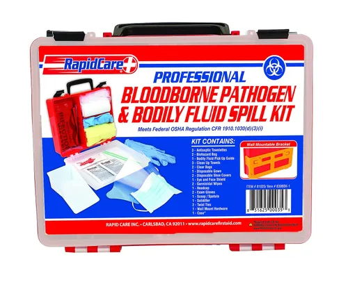 Vista 4 de Rapid Care Kit de limpieza estándar de patógenos transmitidos por la sangre y derrames de líquidos corporales Kit de respuesta a derrames