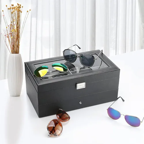 Vista 7 de ProCase Joyero organizador para mujeres y niñas, paquete con 12 ranuras para gafas de sol, caja organizadora para mujeres y hombres