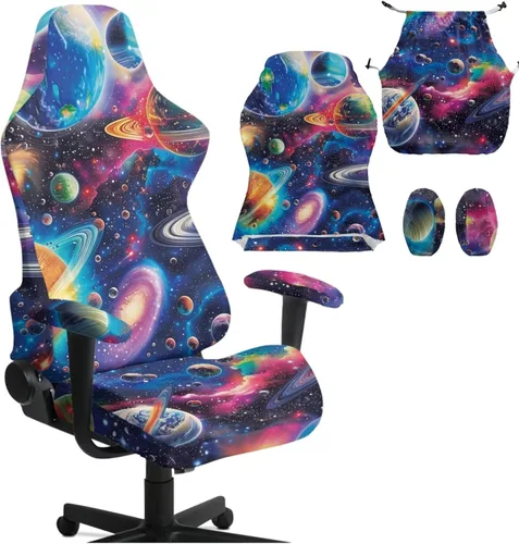 Vista 18 de Peacock Gaming Chair Slipcover with Zipper Computer Chair Covers Strtchable 4pcs Ergonomic Gamer Chairs Protector for Adults,Blue