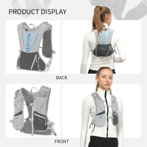 Vista 6 de IX INOXTO Chaleco de hidratación para correr para hombres y mujeres, mochila de agua para correr, paquete de hidratación de 3 litros, para correr