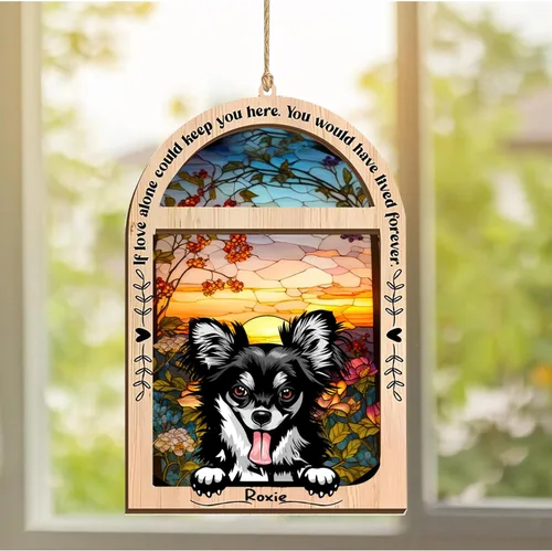 Vista 225 de LOVELYPOD Adorno de Navidad personalizado de sabueso afgano, atrapasoles con nombre, regalos de pérdida de mascotas, regalos para amantes