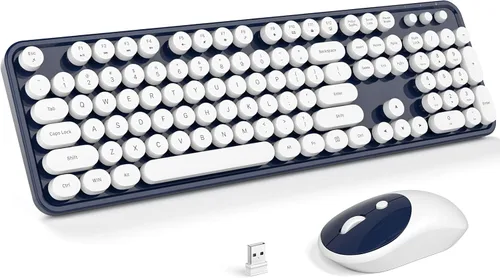 Vista 14 de Atelus Combo de teclado inalámbrico y ratón, máquina de escribir de tamaño completo con teclado numérico y mouse conectado USB 2 en 1 para PC