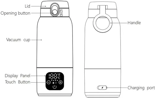 Vista 9 de Hervidor eléctrico de viaje, 16.9 fl oz, IPX6, inalámbrico, mini hervidor eléctrico portátil para agua hirviendo caliente, acero inoxidable 316