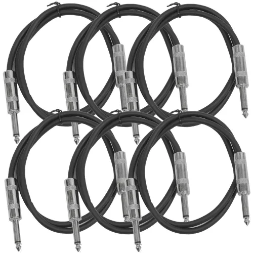 Vista 9 de Seismic Audio Cables de guitarra para altavoces, cables de guitarra TS de ¼ pulgadas, 3 pies, multicolor, paquete de 6 Color múltiple