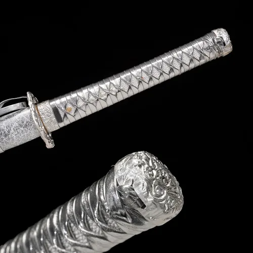 Vista 4 de 1045/1060 de acero de alto carbono forjado a mano tradicional, espada katana templada térmicamente, espadas samurai japonesas, espadas de espada
