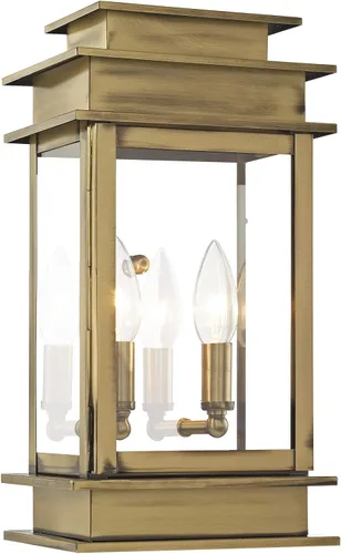 Vista 10 de Livex Lighting 2014-07 Princeton linterna de pared al aire libre Bronce con reflector de acero inoxidable cromado pulido