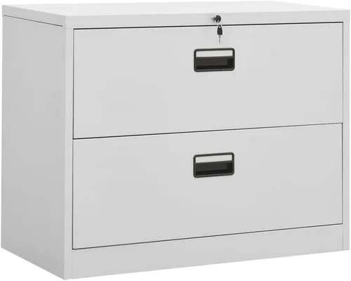 Vista 17 de Archivador de metal de 2 cajones, archivador de acero para oficina con cerradura para el hogar y la oficina, 35.4 x 18.1 x 28.5 pulgadas (blanco)