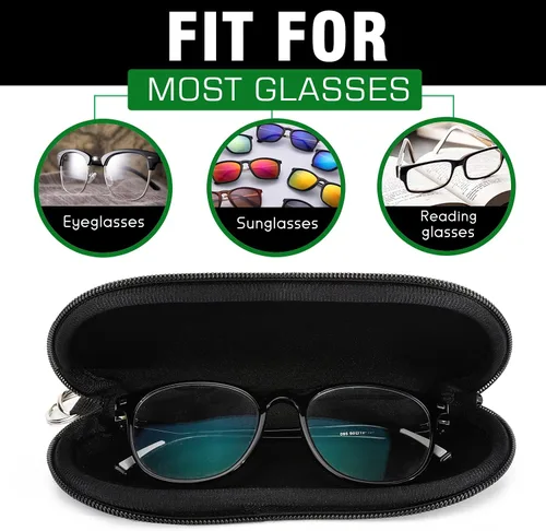 Vista 4 de MoKo Paquete de 2 fundas suaves para gafas de sol, de neopreno, ultra ligeras, portátiles, con cremallera, caja de seguridad para gafas con clip