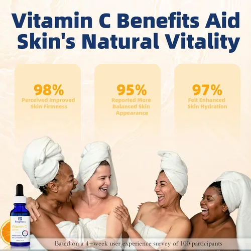 Vista 5 de Suero de vitamina C al 20 %, suero facial profesional de vitamina C antienvejecimiento, mejora el resplandor de la piel, reduce las líneas finas