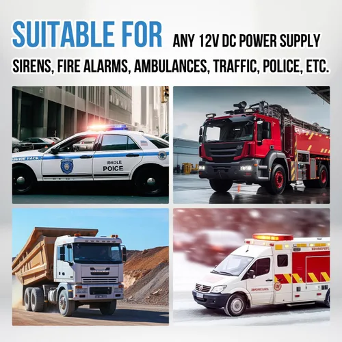 Vista 10 de Bocina de sirena de coche de 7 tonos con micrófono, sirena de alarma de 12 V 100 W, amplificador de emergencia con micrófono, sistema de altavoces