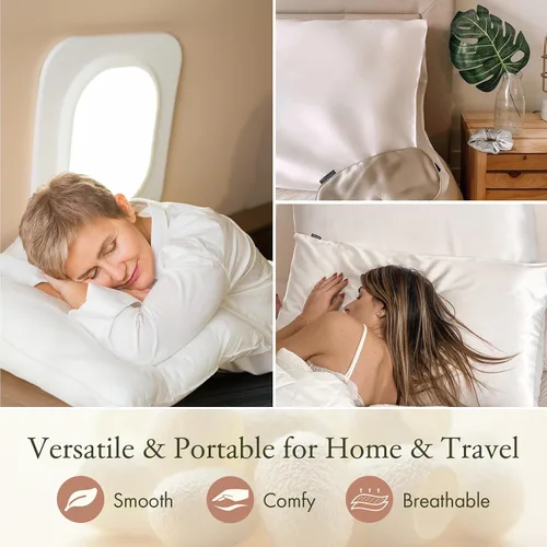 Vista 4 de LILYSILK Funda de almohada 100% de seda, 1 pieza de 0.984 in, funda de almohada pura para cabello y piel, sobre terse de doble cara, seda Charmeuse