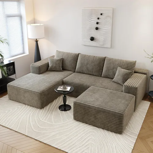 Vista 17 de Sofá seccional modular Cloud de 107.5 pulgadas con chaise en forma de L, sofás tapizados modernos minimalistas para sala de estar y dormitorio, sofá