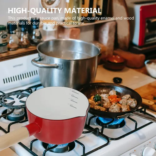 Vista 9 de Esmalte Leche Stockpot Mango Alimentos Bebé Cocina Olla Hogar Cocina Varios Colores Antiadherente Fácil Caño