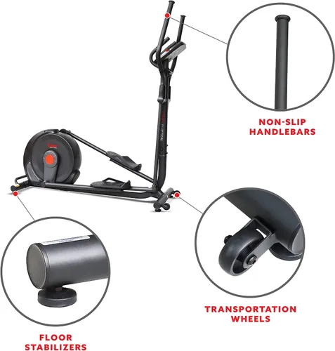 Vista 5 de Sunny Health & Fitness Elliptical Silent Exercise Machine with Long Stride Negro