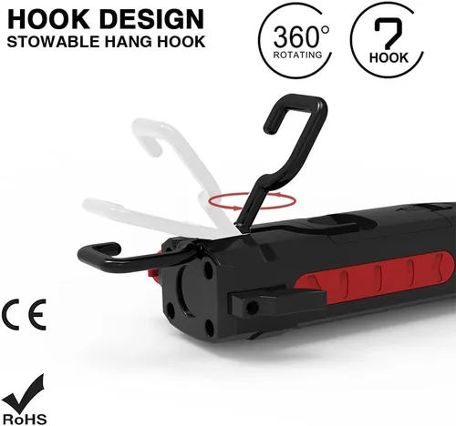 Vista 3 de Maksone Herramienta automática de emergencia 9 en 1 con linterna, interruptor de ventanas y cortador de cinturón de seguridad, luz de trabajo LED