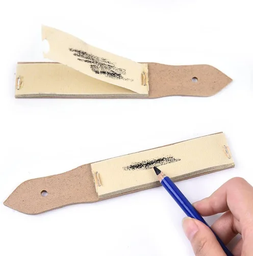 Vista 2 de Sacapuntas de papel de lija, 2 piezas, sacapuntas de papel de lija, puntero de plomo, herramienta de dibujo artístico para adultos, adolescentes