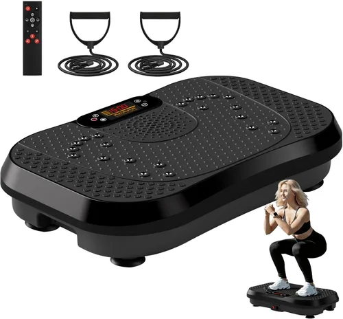 Vista 14 de SoftGym Vibration Plate Exercise Machine for Lymphatic Drainage Weight Loss,120 Speed Levels Vibrating Platform with Resistance Bands,Full-Body