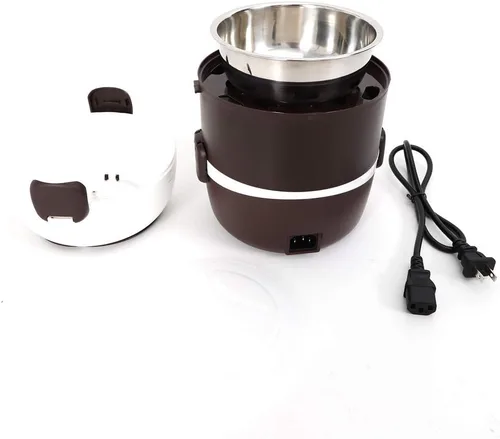 Vista 7 de Lonchera eléctrica, de acero inoxidable de 2 litros, calentador de alimentos con asa, calentador de alimentos portátil Bento para el trabajo