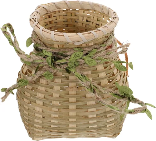 Vista 10 de Cabilock Cesta de flores tejida a mano pequeña cesta de pescado almacenamiento de bambú para decoración de cocina estilo aleatorio