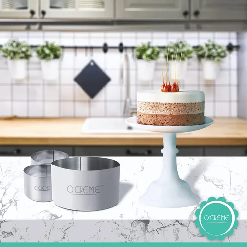 Vista 5 de O'Creme Anillo para Pastel de Acero Inoxidable Resistente Redondo Molde de Anillo para Pastel Mousse para Hornear, Decoración de Pasteles de Postre