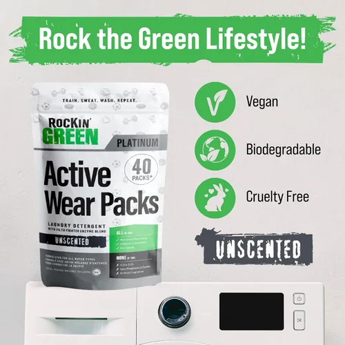 Vista 7 de Rockin' Green Cápsulas de detergente para ropa, a base de plantas, totalmente naturales, veganas y biodegradables, combatientes de olores, seguras