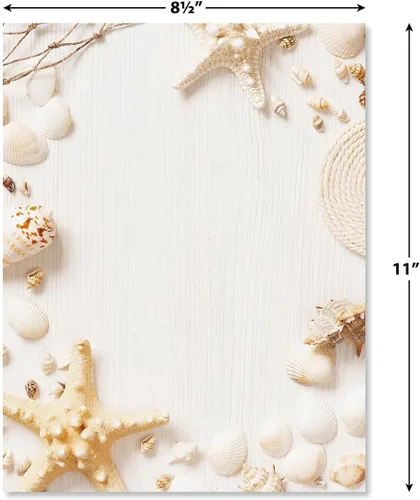 Vista 2 de Current Papel de Carta con Marco de Playa - Papeles de Papelería de Primavera con Borde Decorativo de Playa, Vacaciones Imprimibles, Bodas