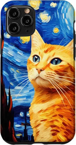 Vista 29 de Orange Tabby Cat Starry Night Vincent Van Gogh - Carcasa para iPhone 17