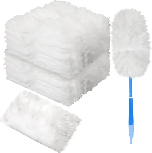 Vista 24 de Vesici 50 piezas de repuesto de plumero compatibles con Swiffer Dusters, repuesto desechable a granel grueso con 1 mango resistente para limpieza