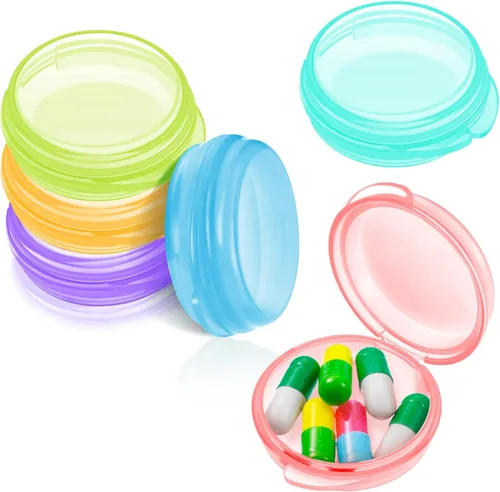 Vista 9 de Patelai Paquete de 6 cajas pequeñas organizadoras de píldoras, contenedor de píldoras de viaje, portátil, diario, mini estuche para medicamentos