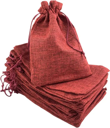 Vista 16 de Palmhomee Paquete de 20 bolsas de regalo de arpillera con cordón, bolsas de joyería de lino, bolsas de yute de boda para joyas y bolsas