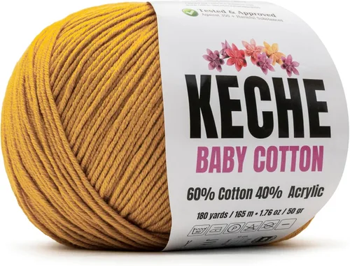 Vista 61 de Keche Hilo de Algodón, 60% Algodón 40% Hilo Acrílico, Hilo de Algodón Suave para Crochet y Tejer, Hilo Amigurumi 1 Madeja/Bola 1.76 Oz (50g) / 180