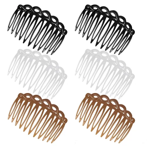Vista 8 de COMNICO Juego de 6 peines laterales franceses para mujer, juego de accesorios de peine de pelo de plástico, pinzas decorativas para el cabello