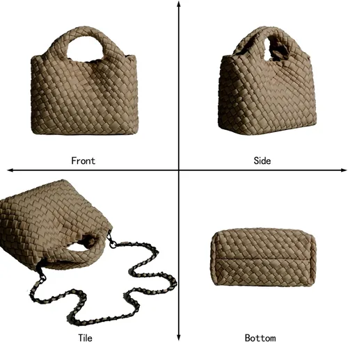 Vista 7 de Bolso de hombro pequeño, Bolsos y monederos para mujer, Bolso compuesto tejido, Bolsa de cadena de viaje, Bolso cruzado para teléfono