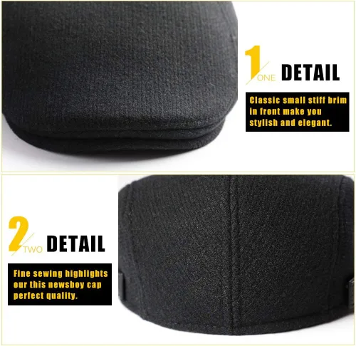 Vista 6 de Sumolux Gorra de invierno para hombre Newsboy