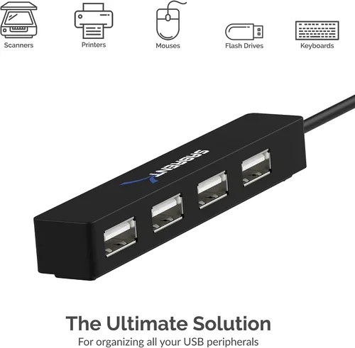 Vista 5 de SABRENT Hub USB 2.0 portátil de 4 puertos (cable de 9.5") para Ultra Book, MacBook Air, Tablet PC con Windows 8 (HB-MCRM)