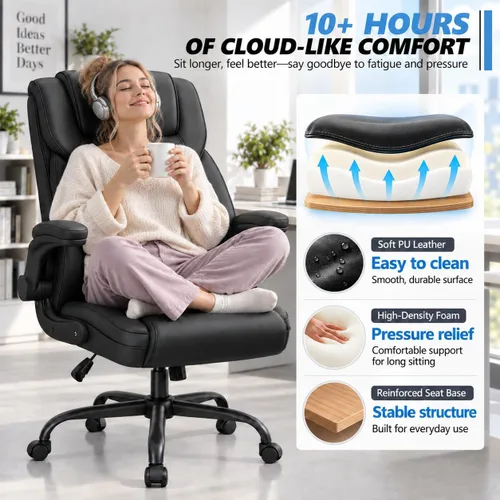 Vista 4 de Silla de Oficina Ejecutiva AnyGod, Sillas de Escritorio Ergonómicas y Cómodas para Computadora con Reposabrazos Abatibles, Soporte Lumbar, Respaldo