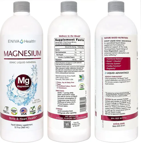 Vista 3 de Suplemento de magnesio iónico líquido (32 onzas) Salud digestiva, energía muscular y huesos. Formulado por médicos. Cero calorías. Cero azúcar. por