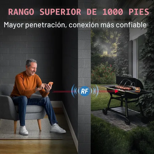 Vista 3 de ThermoPro TP829 - Termómetro inalámbrico de carne digital de 1000 pies para asar y ahumar, 4 sondas de carne, termómetro de parrilla para parrilla