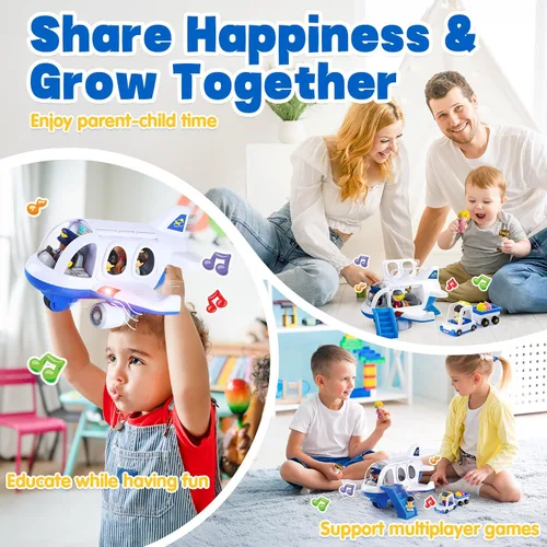 Vista 7 de Juguetes de avión PLAY para niños - Juguetes de avión para niños pequeños, aviones de viaje para niños de 2 años en adelante con figuras pequeñas